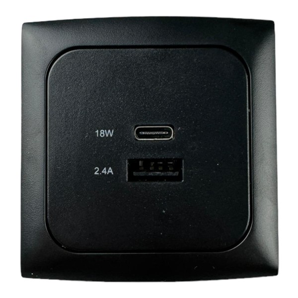 C-line USB-A und USB-C Ladegerät mit Rahmen + Isodose schwarz 230V Wohnmobil