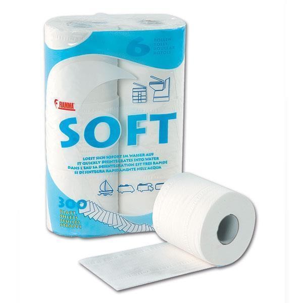 Fiamma® Soft Toilettenpapier für Camping Boot Toiletten Klopapier 6 Rollen selbstauflösend