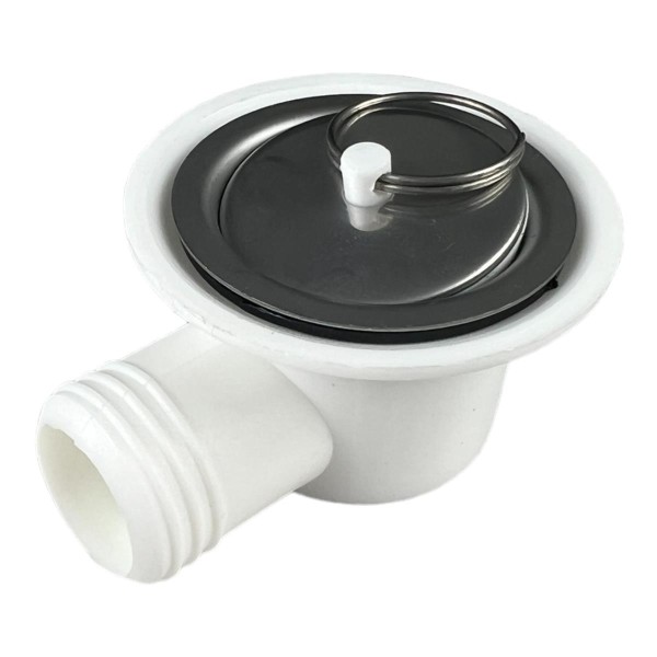 Abgewinkelte Ablaufgarnitur Kunststoff weiß mit Siphon und Kappe 25 mm