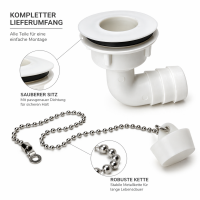 Wohnmobil Waschbecken Ablaufstutzen 25-34mm weiß gewinkelt 19mm