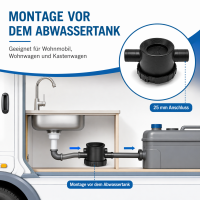 Wohnmobil Wohnwagen Geruchsverschluss, schwarz, 25mm 92122