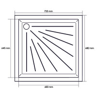 Duschwanne Innen:645x600x50mm Außen:723x682x55mm Wohnmobil