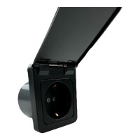 C-Line Steckdose, Klappdeckel, Einbaudose Schwarz 230V-AC speziell für Wohnwagen Wohnmobil