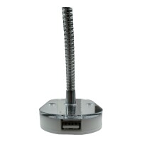 LED 12 Volt Schwanenhals Leselampe silber grau mit USB Steckdose Wohnmobil Boot