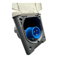 Einspeisestecker 230V CEE17 ABL mit Magnetdeckel weiss Wohnmobil Wohnwagen
