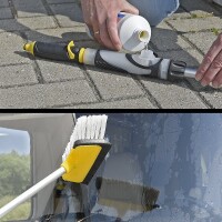 Waschbürste mit Abstreifer und Seifenspender und Teleskopstiel 92 - 150 cm Wohnmobil