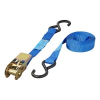 Spanngurt blau mit Ratsche + 2 Haken 5 Meter