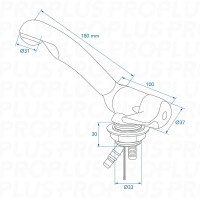 Kalt-Wasserhahn Keramik Style 12V Ø33 mm chrom Wohnmobil Wohnwagen