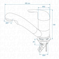 Mischbatterie Keramik Carino 12V Ø33 mm chrom im Blister