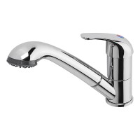 RVTechnik 12V Wasserhahn mit ausziehbarer Brause Ø36 mm, Mischbatterie Chrom für Warm- und Kaltwasser, Keramikkartusche, Mikroschalter, 1,5 m Schlauch, für Wohnmobil Wohnwagen Boot