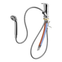 RVTechnik 12V Wasserhahn mit ausziehbarer Brause Ø36 mm, Mischbatterie Chrom für Warm- und Kaltwasser, Keramikkartusche, Mikroschalter, 1,5 m Schlauch, für Wohnmobil Wohnwagen Boot