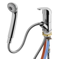 RVTechnik 12V Wasserhahn mit ausziehbarer Brause Ø36 mm, Mischbatterie Chrom für Warm- und Kaltwasser, Keramikkartusche, Mikroschalter, 1,5 m Schlauch, für Wohnmobil Wohnwagen Boot