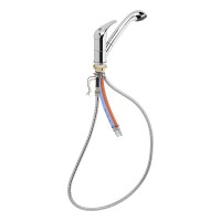 RVTechnik 12V Wasserhahn mit ausziehbarer Brause Ø36 mm, Mischbatterie Chrom für Warm- und Kaltwasser, Keramikkartusche, Mikroschalter, 1,5 m Schlauch, für Wohnmobil Wohnwagen Boot