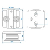 Pro Plus Rückleuchte 4 Funktionen 98x104mm inkl. Glühbirne