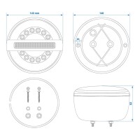 Pro Plus Rückleuchte 3 Funktionen 140mm LED mit dynamischem Blinklicht