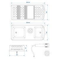 Pro Plus Rückleuchte 5 Funktionen 225x105mm 43LED rechts