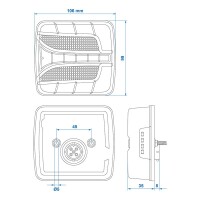 Pro Plus Rückleuchte 4 Funktionen 106 x 99 mm LED links