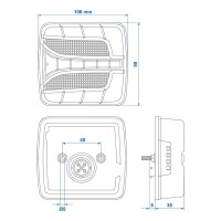 Pro Plus Rückleuchte 4 Funktionen 106 x 99 mm LED rechts