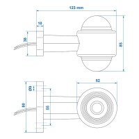 Pro Plus Umrissleuchte rot/weiß 120mm gerade