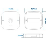 Pro Plus Rückleuchte 12V 5 Funktionen 107x107mm 8LED