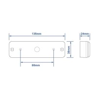 Pro Plus Rückleuchte 12/24V 2 Funktionen 135x38mm LED mit Halter schwarz