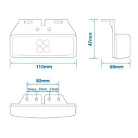 Pro Plus Positionsleuchte hinten 12/24V rot 110x40mm LED mit Halter