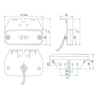 Pro Plus Seitenmarkierungsleuchte 10-30V orange 110x45mm LED mit Halter