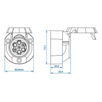 Steckdose 7+1-polig PVC IP44