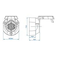 Steckdose 7+1-polig Metall IP44