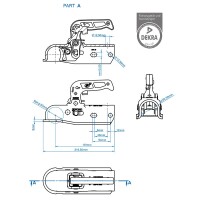 Kugelkupplung Stahl rund 35-50mm gebremst