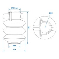 Faltenbalg für Auflaufeinrichtung 55/55mm L=135 passend für Knott / Avonride