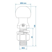 Anhängerkupplungskugel gerade M24 x 55mm E-Typ geprüft