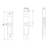 Zungenschloss klein 100x19mm im Blister