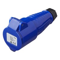 CEE-Kupplung 16A festes Kunststoffgehäuse blau