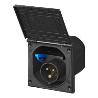 CEE-Einspeisestecker Einbau eckig schwarz 240V 16A