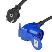 Adapterkabel 40cm von Schuko Stecker nach CEE-Winkelkupplung + Schuko Steckdose