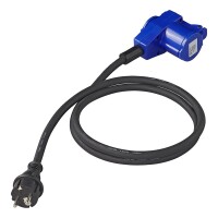Adapterkabel 150cm 3x2,5mm² von Schuko Stecker nach CEE Winkelkupplung + Schuko Steckdose