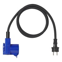 Adapterkabel 150cm 3x2,5mm² von Schuko Stecker nach CEE Winkelkupplung + Schuko Steckdose