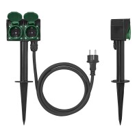 Gartensteckdose Schuko 2-fach mit Erdspieß 2M 3x2,5mm²