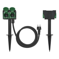 Gartensteckdose Schuko 4-fach mit Erdspieß 2M 3x2,5mm²