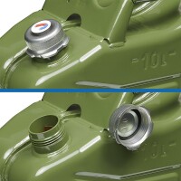 Benzinkanister 10L metall grün mit magnetischem Schraubverschluss UN- & TüV/GS-geprüft