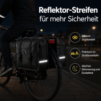 Fahrradtasche Gepäckträger 39x32,5x15cm Wasserdicht Reflektor Streifen 40L