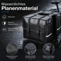 Fahrradtasche Gepäckträger 39x32,5x15cm Wasserdicht Reflektor Streifen 40L