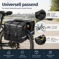 Fahrradtasche Gepäckträger 39x32,5x15cm Wasserdicht Reflektor Streifen 40L