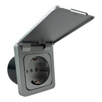 C-Line Steckdose, Klappdeckel, Einbaudose Silber 230V-AC speziell für Wohnwagen Wohnmobil