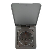 C-Line Steckdose, Klappdeckel, Einbaudose Silber 230V-AC speziell für Wohnwagen Wohnmobil