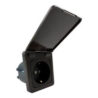 C-Line Steckdose, Klappdeckel, Einbaudose braun 230V-AC speziell für Wohnwagen Wohnmobil