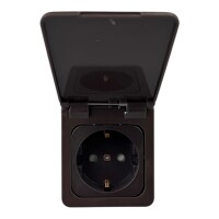 C-Line Steckdose, Klappdeckel, Einbaudose braun 230V-AC speziell für Wohnwagen Wohnmobil