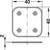 10 x Kunststoff-Scharnier 40 × 40 mm – gelenklos, abgerundet weiss