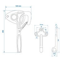 Ladebordwandhaken Nr.1 links 170mm mit Einfall-Öse im Blister